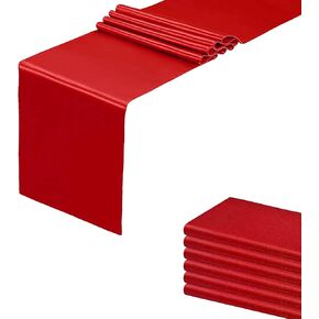 12 Pack Red Table Runners, Satin Table Runner 12x108 Inches Long, Silk and Smooth Fabric Table Runner for Wedding, Parties, Banquets, Halloween Thanksgiving Decoration