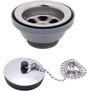 Ambassador Marine - تصريف 2 بوصة، تصريف مستقيم، ملف جانبي منخفض، خيط 1-1/4 بوصة - M، مع سدادة سلسلة - لمسة نهائية فائقة المرآة - S00-0104-UP-W in Kuwait