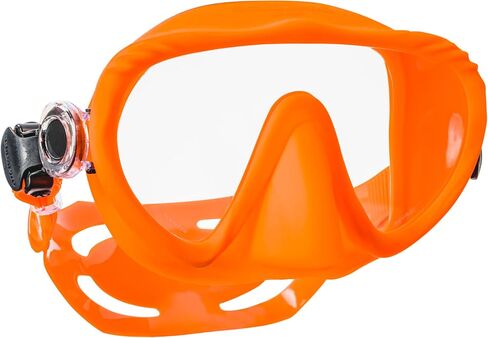 SCUBAPRO Ghost Scuba Dive Mask, Low-Volume Frameless Design w/Ultra Clear Single Lens, Silicone Skirt and Easy-Adjust Strap Buckles, Orange in Saudi Arabia