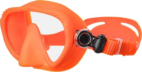 SCUBAPRO Ghost Scuba Dive Mask, Low-Volume Frameless Design w/Ultra Clear Single Lens, Silicone Skirt and Easy-Adjust Strap Buckles, Orange in Saudi Arabia