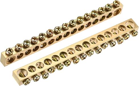 MECCANIXITY Terminal Ground Bar Screw Block Barrier Brass 15 Positions 140.4mmx8mmx13mm for Electrical Distribution 2 Pcs in Saudi Arabia