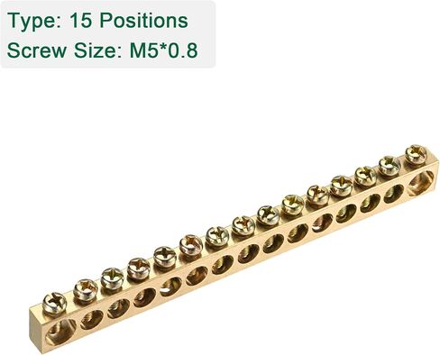 MECCANIXITY Terminal Ground Bar Screw Block Barrier Brass 15 Positions 140.4mmx8mmx13mm for Electrical Distribution 2 Pcs in Saudi Arabia