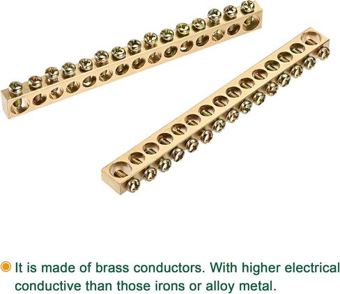 MECCANIXITY Terminal Ground Bar Screw Block Barrier Brass 15 Positions 140.4mmx8mmx13mm for Electrical Distribution 2 Pcs in Saudi Arabia