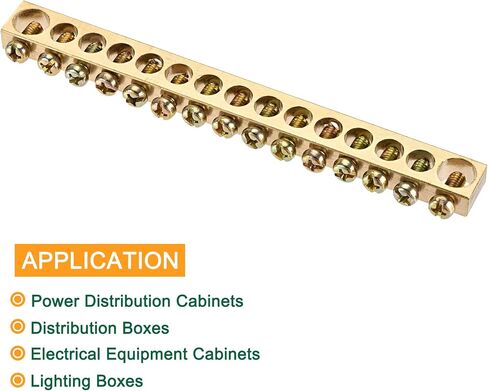 MECCANIXITY Terminal Ground Bar Screw Block Barrier Brass 15 Positions 140.4mmx8mmx13mm for Electrical Distribution 2 Pcs in Saudi Arabia