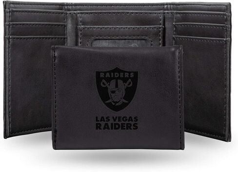 Rico Industries LETRI1760LVBK Las Vegas Raiders Laser Engraved Trifold Wallet - Black in Saudi Arabia