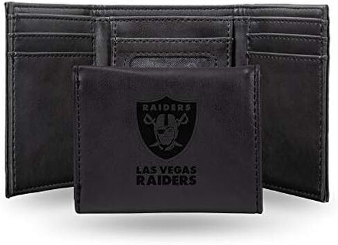 Rico Industries LETRI1760LVBK Las Vegas Raiders Laser Engraved Trifold Wallet - Black in Saudi Arabia