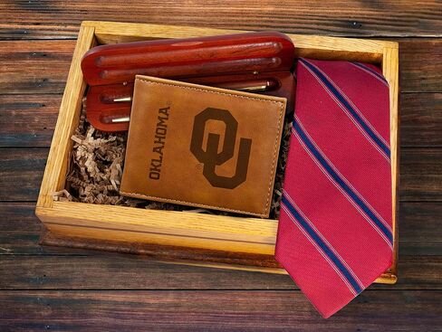 Rico Industries NCAA Oklahoma Sooners Men’s Billfold Brown Wallet- Premium 10 Pocket Laser-Engraved Team Logo on Vegan Leather- Minimalist Design, Flip ID Window, Credit Card Holder- Ideal Men’s Gift in Saudi Arabia