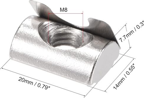 uxcell M8 Roll in Spring T Nut with Spring Sheet Carbon Steel for 4040 Series Aluminum Extrusion Profile Rail with 8mm Slot 12Pcs in Saudi Arabia