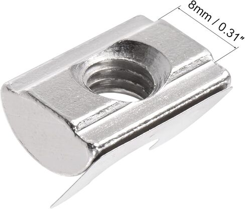 uxcell M8 Roll in Spring T Nut with Spring Sheet Carbon Steel for 4040 Series Aluminum Extrusion Profile Rail with 8mm Slot 12Pcs in Saudi Arabia