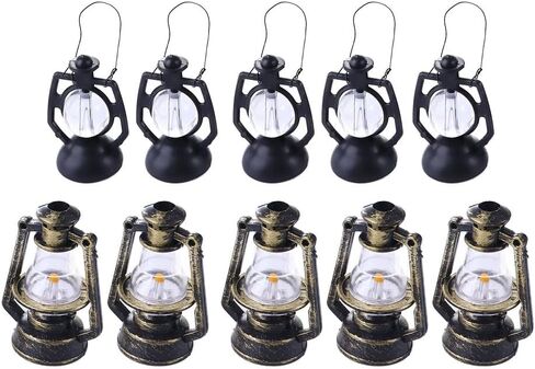 10pcs Miniature Kerosene Oil Lantern,Antique Hanging Lantern Retro Oil Lamp,Christmas Tree Hanging Lantern,for Micro Landscape Ornament in Saudi Arabia