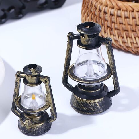 10pcs Miniature Kerosene Oil Lantern,Antique Hanging Lantern Retro Oil Lamp,Christmas Tree Hanging Lantern,for Micro Landscape Ornament in Saudi Arabia