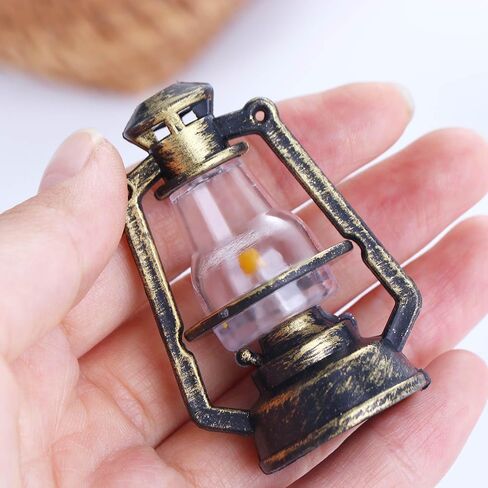 10pcs Miniature Kerosene Oil Lantern,Antique Hanging Lantern Retro Oil Lamp,Christmas Tree Hanging Lantern,for Micro Landscape Ornament in Saudi Arabia