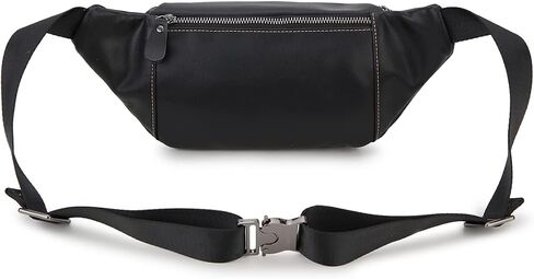حقيبة خصر من الجلد الطبيعي من Fanny Pack للرجال والنساء، حقيبة Loyofun Vintage Hip Bum مع 6 جيوب بسحاب للسفر في الهواء الطلق والمشي لمسافات طويلة والجري (أسود) in Kuwait