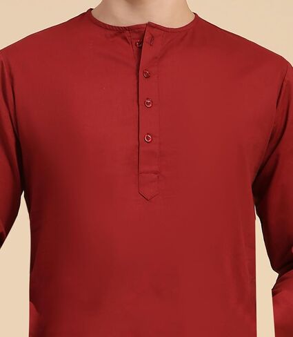 SKAVIJ Men's Casual Cotton Solid Long Kurta Regular Fit Shirt in Saudi Arabia