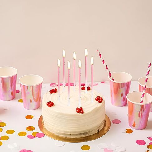 24pcs Gradient Blue Birthday Candles,Ice Blue Birthday Cake Cupcake Decorations,Glitter Birthday Candles Long Thin Cake Candles for Wedding Birthday Celebration Party Cake Decorations in Saudi Arabia