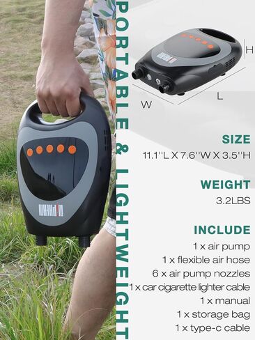 مضخة لوح التجديف، مضخة سفلية مع إيقاف تلقائي، مضخة هواء كهربائية مع بطارية مدمجة، مضخة هواء للنفخ والتفريغ، مضخة هواء محمولة ذات ضغط عالٍ 20 رطل لكل بوصة مربعة، مضخة كهربائية للوحة التجديف in Kuwait