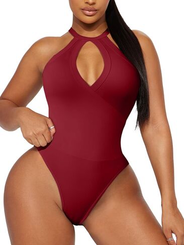 بلوزة Ekaliy للسيدات بدون أكمام وفتحة رقبة دائرية وفتحة أمامية كاجوال وبدلة ضيقة ملابس النادي in Kuwait