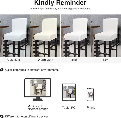 PiccoCasa Stretch Bar Stool Covers, Pub Counter Height Side Chair Covers with Square Lattice Snow White 4Pcs in Saudi Arabia