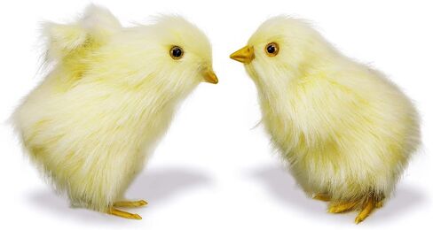 2pcs Realistic Little Chirping Baby Chicks Toys Plush Chicken Easter Decorations,Easter Gifts,Easter Photo Props (CK-Flying+Upright) in Saudi Arabia