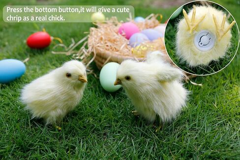 2pcs Realistic Little Chirping Baby Chicks Toys Plush Chicken Easter Decorations,Easter Gifts,Easter Photo Props (CK-Flying+Upright) in Saudi Arabia