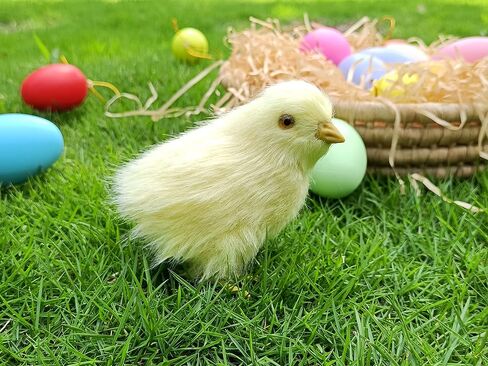 2pcs Realistic Little Chirping Baby Chicks Toys Plush Chicken Easter Decorations,Easter Gifts,Easter Photo Props (CK-Flying+Upright) in Saudi Arabia