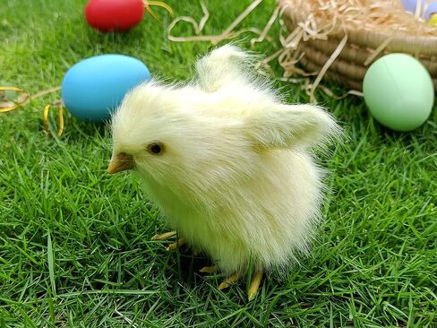 2pcs Realistic Little Chirping Baby Chicks Toys Plush Chicken Easter Decorations,Easter Gifts,Easter Photo Props (CK-Flying+Upright) in Saudi Arabia