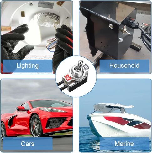 تبديل التبديل SPST الإغلاق 6A 125VAC /10A 12VDC 2 موقف تشغيل / إيقاف مع سلك 13 سم، 5 قطع مفتاح ذراع الروك للإضاءة في حالات الطوارئ التطبيق الإلكتروني للسيارة in Saudi Arabia