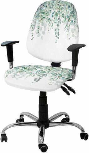 Eucalyptus Sage Green, 2 Pieces Computer Office Chair Covers Set, Stretchable Desk Rotating Chair Seat Cushion Slipcover Back Covers, Decorative Protectors Cover Vintage Spring Summer Plant Leaves in Saudi Arabia
