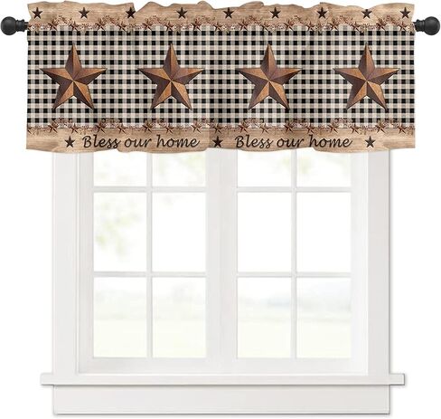 ستارة الستارة للمطبخ، نجمة تكساس الغربية وبلد التوت البدائي 4 يوليو ستارة نافذة قصيرة لغرفة المعيشة، ستائر جيب قضيب لغرفة النوم، ستارة معالجة النافذة 1 لوحة 42 بوصة × 12 بوصة in Kuwait