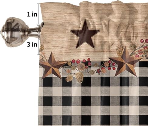 ستارة الستارة للمطبخ، نجمة تكساس الغربية وبلد التوت البدائي 4 يوليو ستارة نافذة قصيرة لغرفة المعيشة، ستائر جيب قضيب لغرفة النوم، ستارة معالجة النافذة 1 لوحة 42 بوصة × 12 بوصة in Kuwait