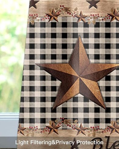 ستارة الستارة للمطبخ، نجمة تكساس الغربية وبلد التوت البدائي 4 يوليو ستارة نافذة قصيرة لغرفة المعيشة، ستائر جيب قضيب لغرفة النوم، ستارة معالجة النافذة 1 لوحة 42 بوصة × 12 بوصة in Kuwait