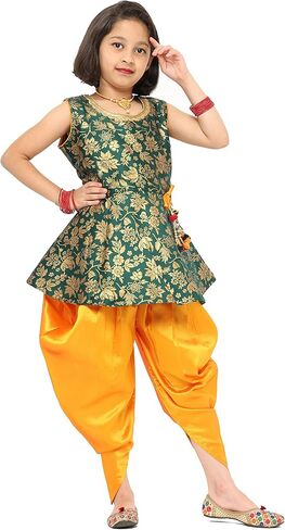Girls Jacquard Peplum Ethnic Top with Dhoti | Indian Ethnic Kids Wear in Kuwait