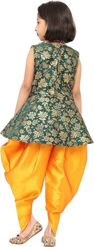 Girls Jacquard Peplum Ethnic Top with Dhoti | Indian Ethnic Kids Wear in Kuwait