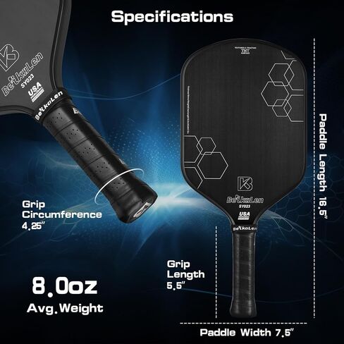 2024 BKL BeikaLen Carbon Fiber Pickleball Paddle- World Champion Surface Technology Options Pickleball Racket - Tournament Edition - USAPA Polypropylene Honeycomb Paddle with Cushion Comfort Grip in Saudi Arabia