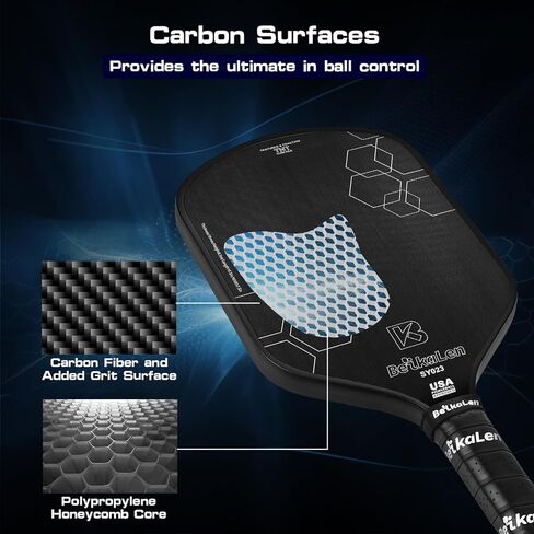 2024 BKL BeikaLen Carbon Fiber Pickleball Paddle- World Champion Surface Technology Options Pickleball Racket - Tournament Edition - USAPA Polypropylene Honeycomb Paddle with Cushion Comfort Grip in Saudi Arabia