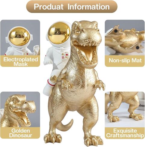 Astronaut Statue Dinosaur Statue Resin Arts Gifts, Spaceman Sculpture Figurine Ornament, Table Decor, Home Decor, Desktop Accessories Tabletop Decoration, Bookshelf, Office, Living Room in Kuwait