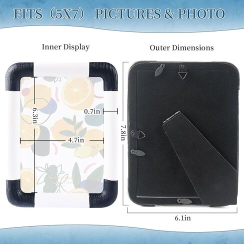 5x7 Picture Frame, Black and White Hand-Crafted Resin Picture Frame with Easel, Hook & Mat, for Tabletop & Wall Gallery Photo Frames in Saudi Arabia