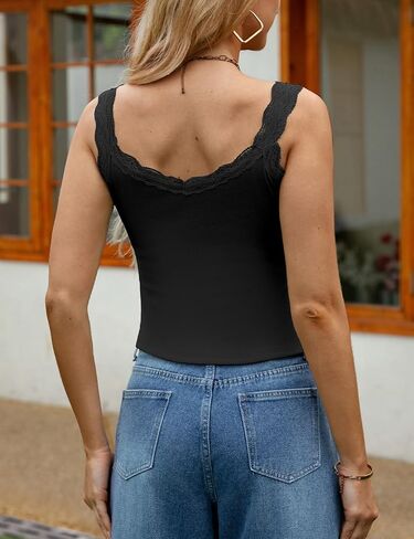 EMMIOL قمصان بدون أكمام من الدانتيل للنساء ملابس Y2K مثيرة، قمصان علوية كاجوال كلاسيكية بتصميم كامي in Kuwait