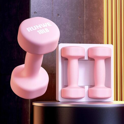 RUNWE Dumbbells Set of 2 - Cast Iron Dumbbell Pairs Options for 1 3 5 7 OR 10 LB Each, Hand Weights Sets Exercise & Fitness Dumbbell Free Weights for Child, Women, Men (Sold in One Pair Not All Sets) in Saudi Arabia