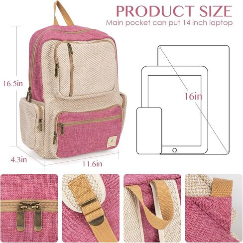ecosmile Canvas Backpack for Women Travel Backpack for Men Vintage Bookbag Style for Casual Daypack Backpacks (Mini Red) in Kuwait