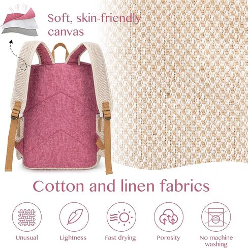 ecosmile Canvas Backpack for Women Travel Backpack for Men Vintage Bookbag Style for Casual Daypack Backpacks (Mini Red) in Kuwait