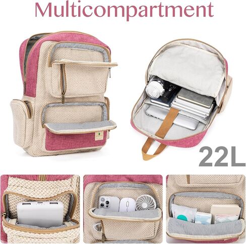 ecosmile Canvas Backpack for Women Travel Backpack for Men Vintage Bookbag Style for Casual Daypack Backpacks (Mini Red) in Kuwait