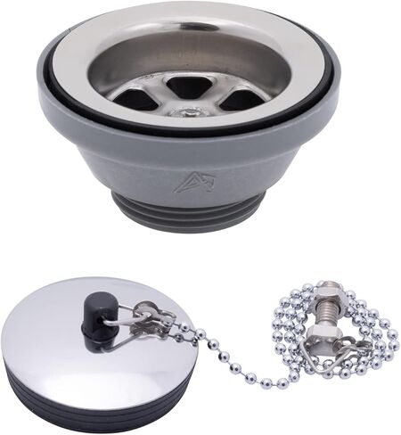 Ambassador Marine - تصريف 2 بوصة، تصريف مستقيم، ملف جانبي منخفض، خيط 1-1/4 بوصة - M، مع سدادة سلسلة - لمسة نهائية فائقة المرآة - S00-0104-UP-W in Kuwait