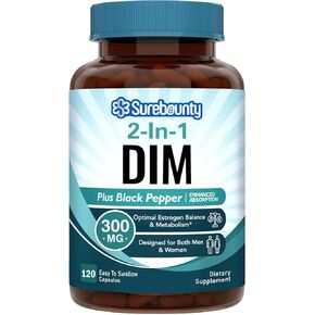 DIM Supplement for Women & Men, Diindolylmethane 300mg, Black Pepper Extract, 120 Caps, Maximum Strength & Absorption, Hormone Balance, Estrogen Metabolism