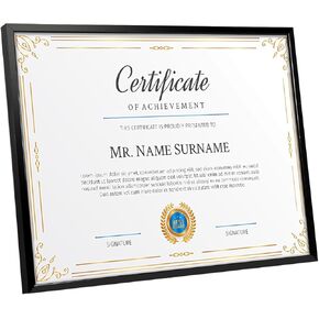 8.5x11 Aluminum Certificate Frame, Metal Diploma Frame with Black Mat or 11x14 Frame Displays Without Mat, Diploma Frame for Wall and Tabletop