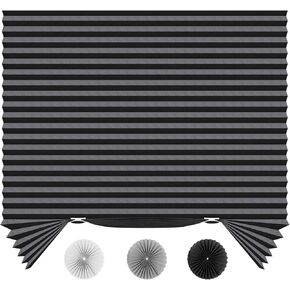 SEEYE Light Filtering Temporary Blinds Cordless Shades Fabric Pleated Fabric Shade Easy to Cut and Install, 36" W x 72" L - 2 Pack, Grey, with 4 Clips