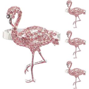 MAGICLULU 4pcs Flamingo Napkin Buckle Rhinestone Decor Decorative Napkin Ring Party Napkin Rings Rhinestone Trim Delicate Napkin Buckles Napkin Holder Alloy Hawaii Dining Table