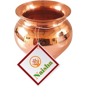 NAISHA Indian 100% Copper Kalash, Lota for Puja Wedding Purpose Temple Decoration 650 ML (11 cm, Height)