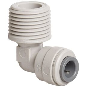 John Guest Acetal Copolymer Tube Fitting, Rigid Elbow, 3/8" Tube OD x 3/8" NPTF Male (Pack of 10)