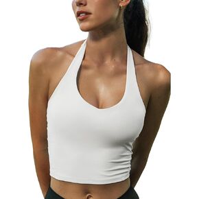 CUPSHE Womens Open Back Sports Bra Halter Crop Tops Workout Gym Fitness Bra with Removable Pads in Saudi Arabia